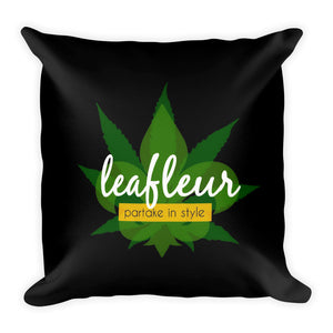 Leafleur Magazine "Partake in Style" Logo Square Pillow